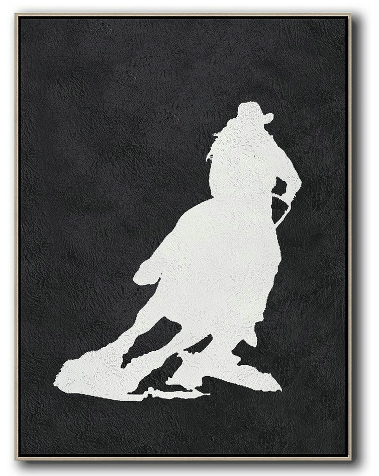 Oversized Custom Canvas Art,Black And White Minimal Painting On Canvas - Hand Painted Acrylic Painting